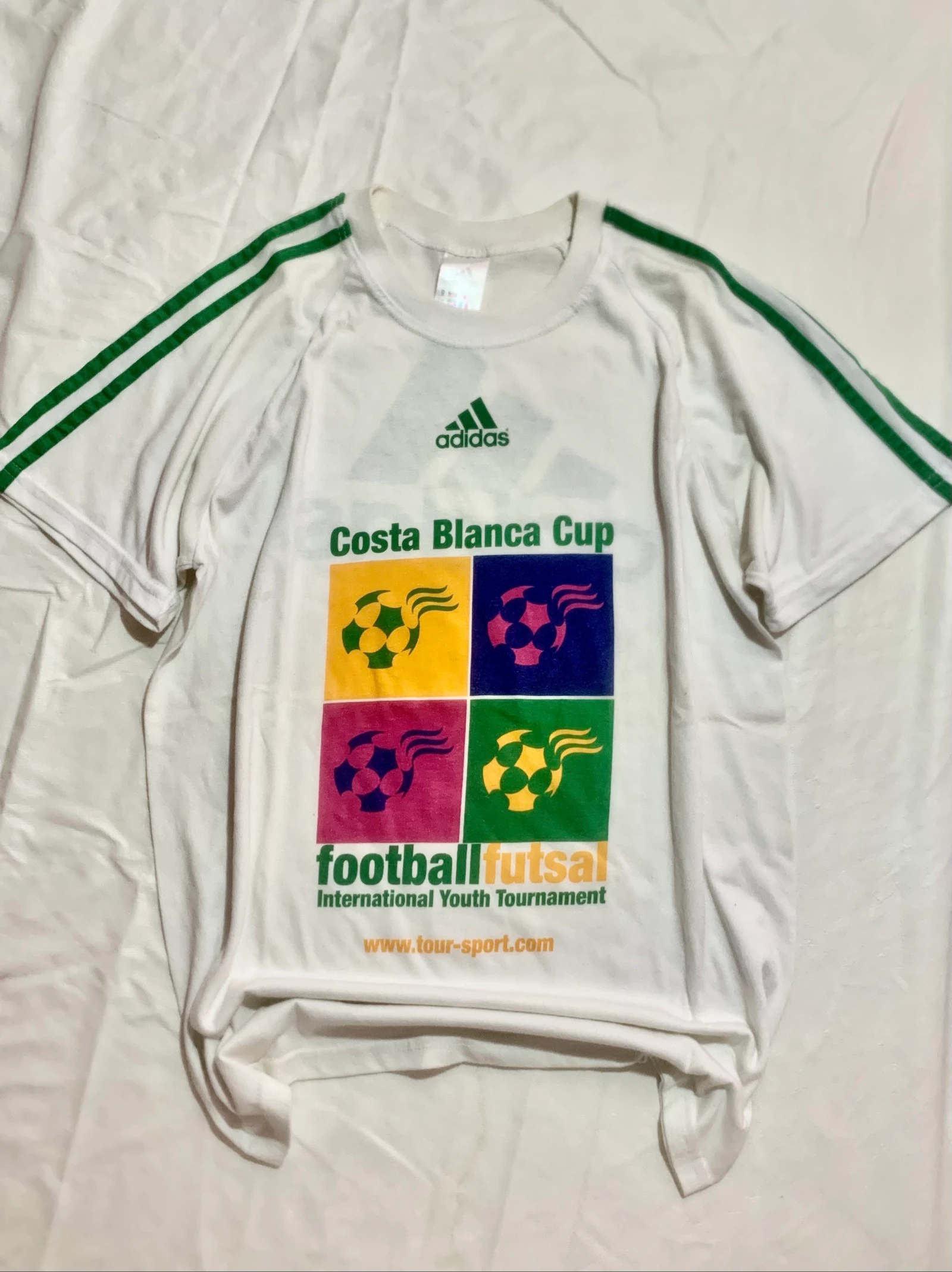 Camiseta Adidas Original Blanca Estampada Vintage Talla S
